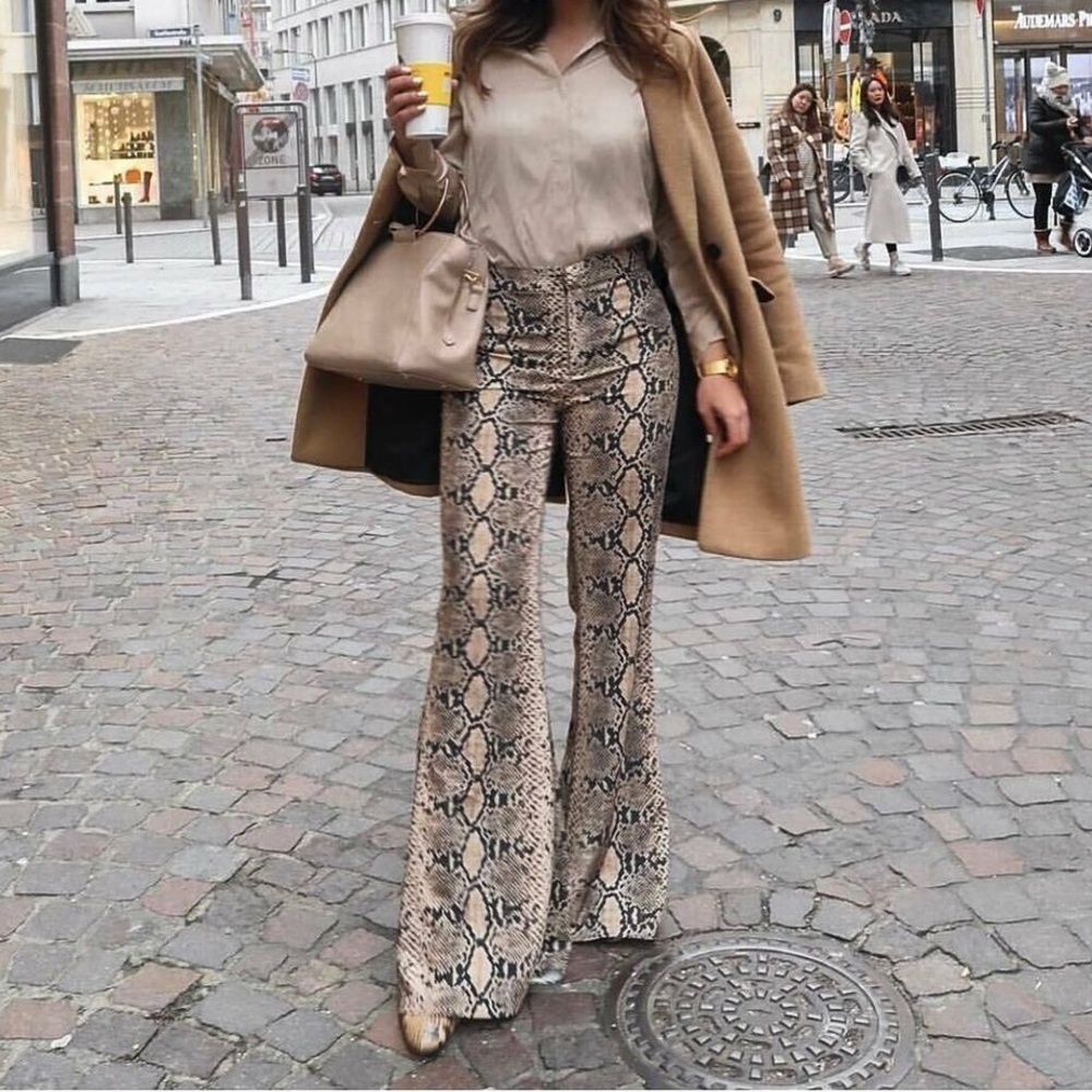 Zara Flared Snakeskin Pant